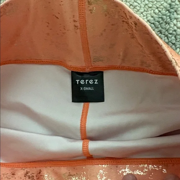 Terez Shimmering Coral and Blue Leggings - Picture 3 of 3